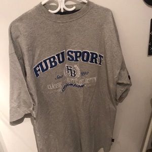 Incredible mid 90’s FUBU Spirt Hip Hop grey w/ blue and silver stitch high end!!